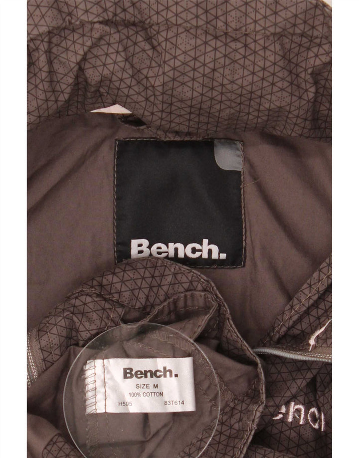 Bench Womens Graphic Hooded Bomber Jacket UK 14 Medium Brown Cotton
