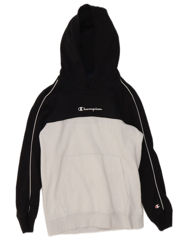 Champion Boys Hoodie Jumper 11-12 Years Large White Colourblock Cotton