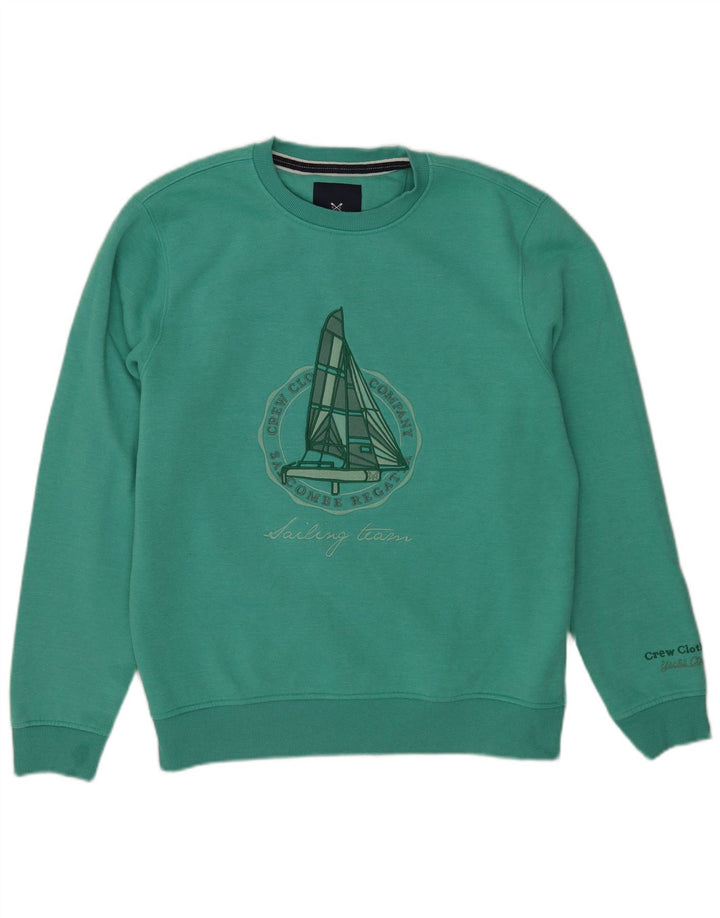 Crew Clothing Mens Graphic Sweatshirt Jumper Large Green Cotton