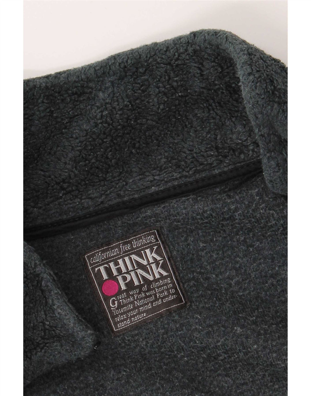 Think Pink Mens Fleece Jacket UK 42 XL Grey Geometric Polyester