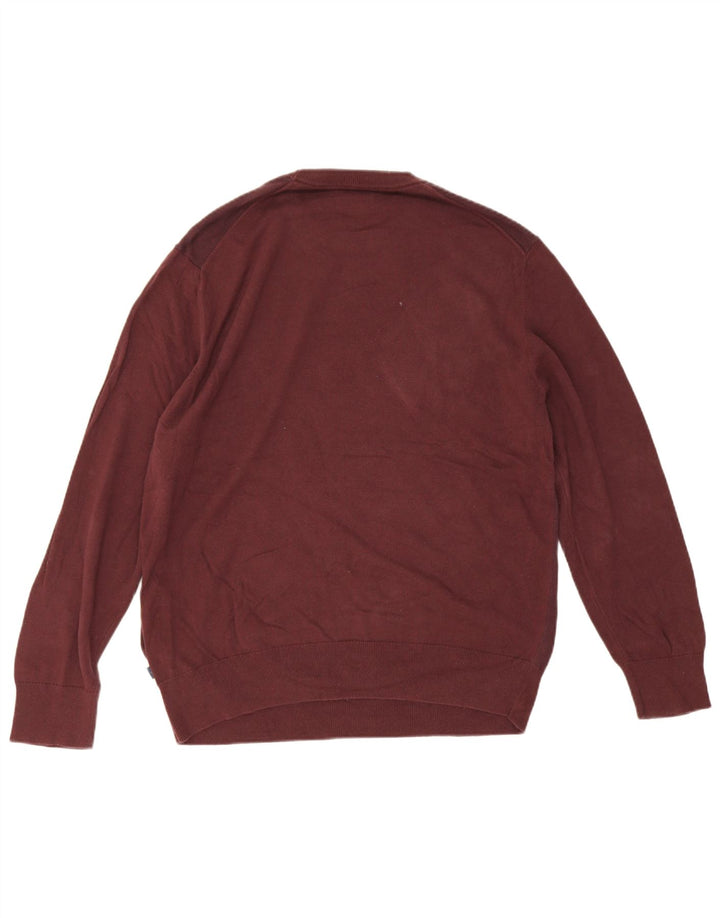 Dockers Mens Crew Neck Jumper Sweater Large Burgundy Cotton