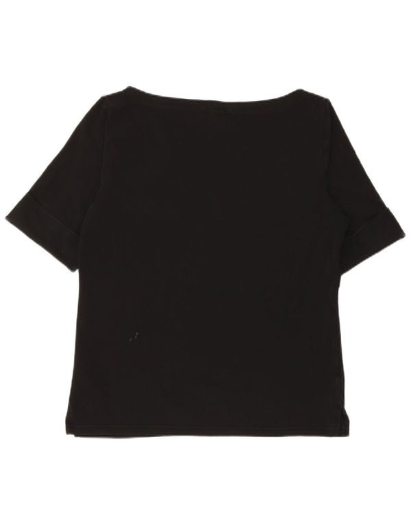 Ralph Lauren Womens T-Shirt Top UK 14 Large Black Cotton