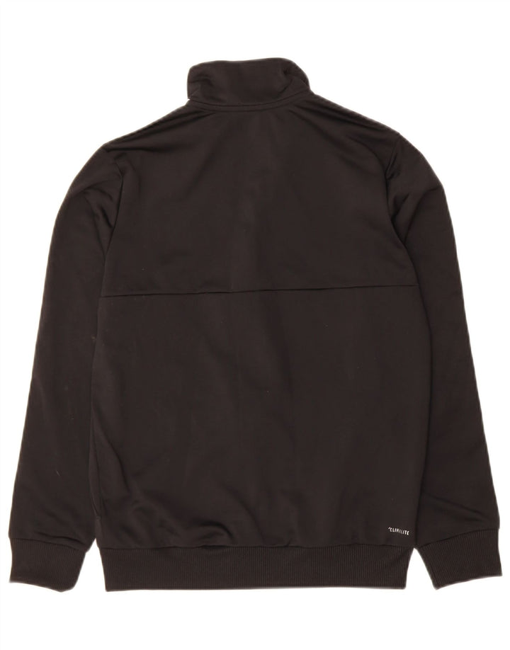 ADIDAS Boys Climalite Tracksuit Top Jacket 12-13 Years Black Polyester