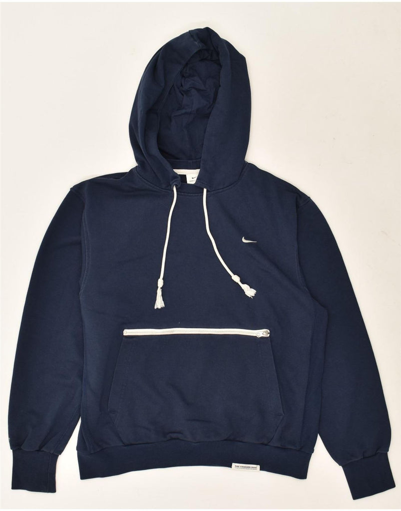 NIKE Mens Dri Fit Graphic Hoodie Jumper Medium Navy Blue Cotton | Vintage Nike | Thrift | Second-Hand Nike | Used Clothing | Messina Hembry 