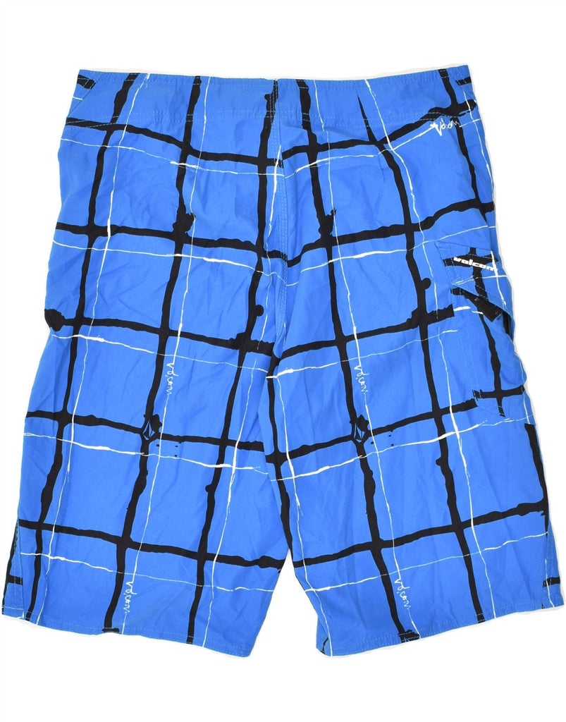 VOLCOM Mens Swimming Shorts Medium Blue Check Polyester | Vintage Volcom | Thrift | Second-Hand Volcom | Used Clothing | Messina Hembry 