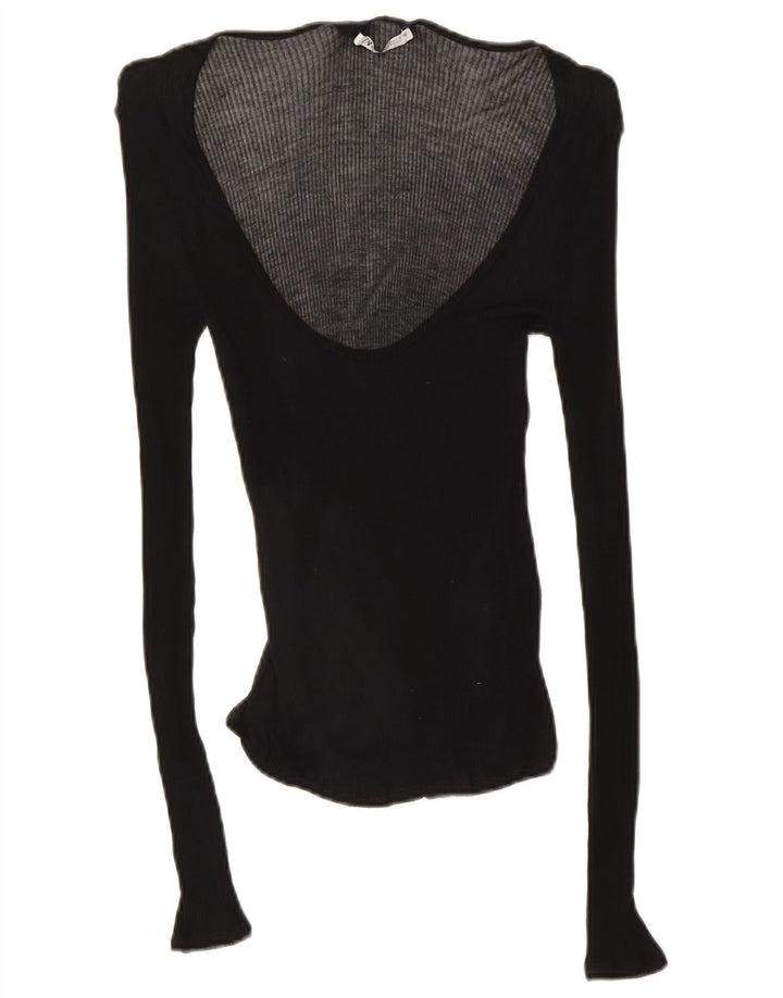 Zara Womens Top Long Sleeve UK 12 Medium Black