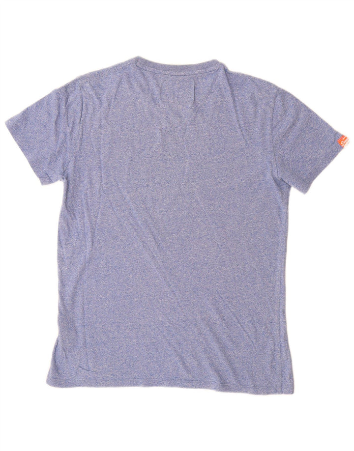 Superdry Mens T-Shirt Top Medium Blue Flecked Cotton