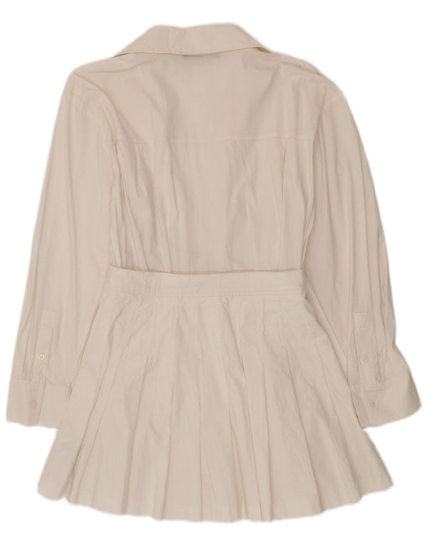 Zara Womens Wrap Long Sleeve Playsuit UK 10 Small White Cotton