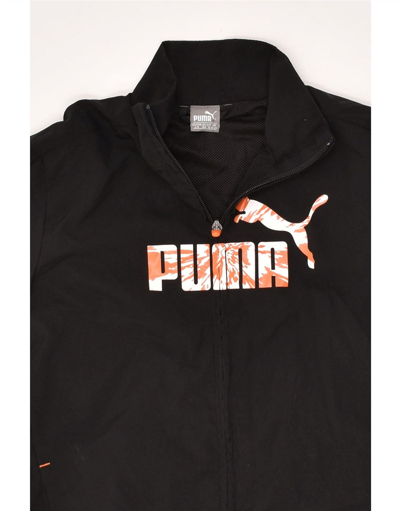 PUMA Boys Graphic Tracksuit Top Jacket 11-12 Years Black Polyester | Vintage Puma | Thrift | Second-Hand Puma | Used Clothing | Messina Hembry 