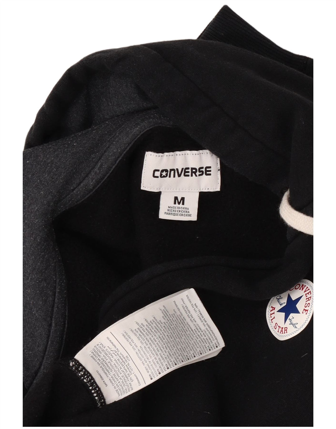 Converse Womens Zip Hoodie Sweater UK 14 Medium Black Cotton