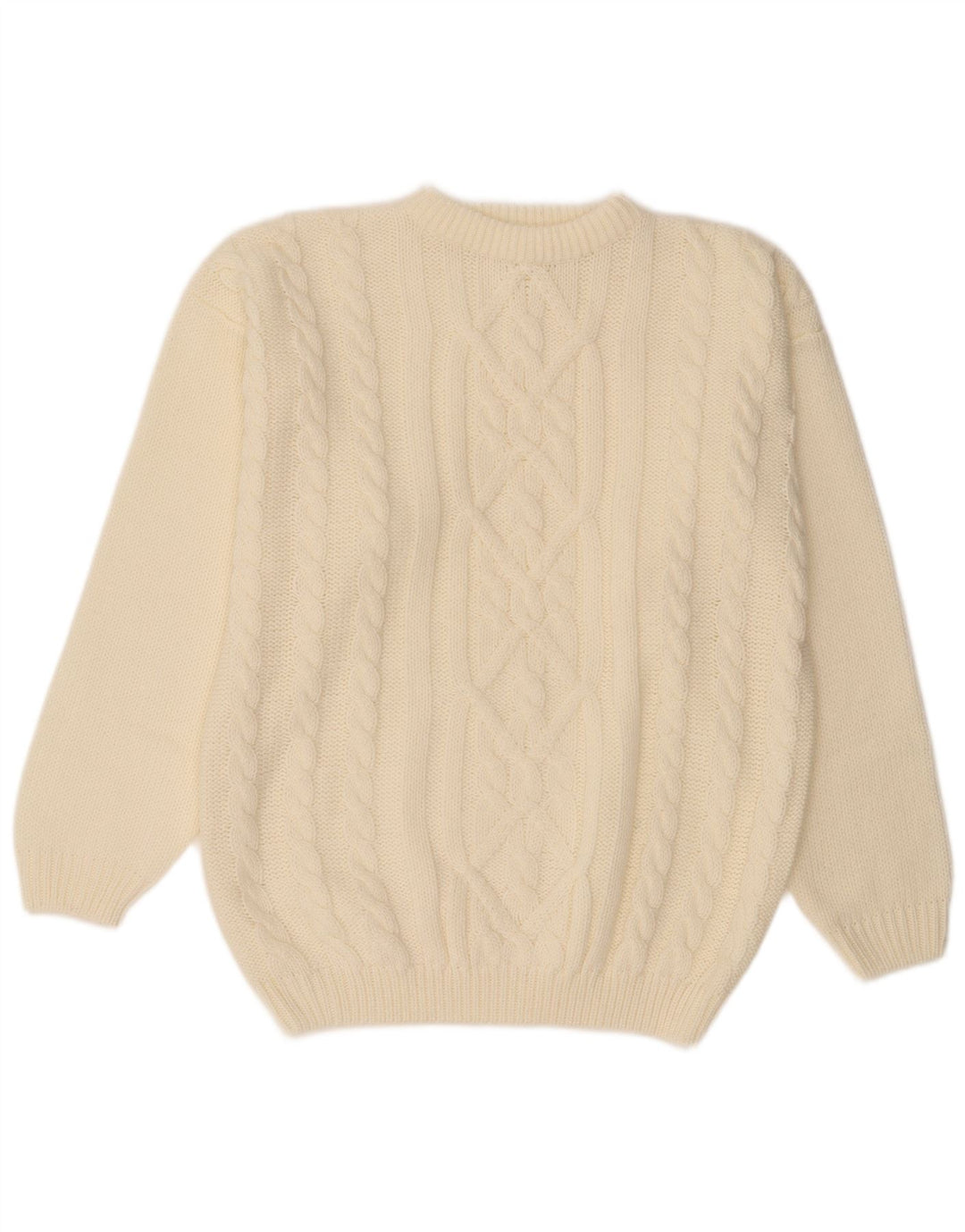 Angelo Muroni Mens Crew Neck Jumper Sweater Medium White Polyacrylic