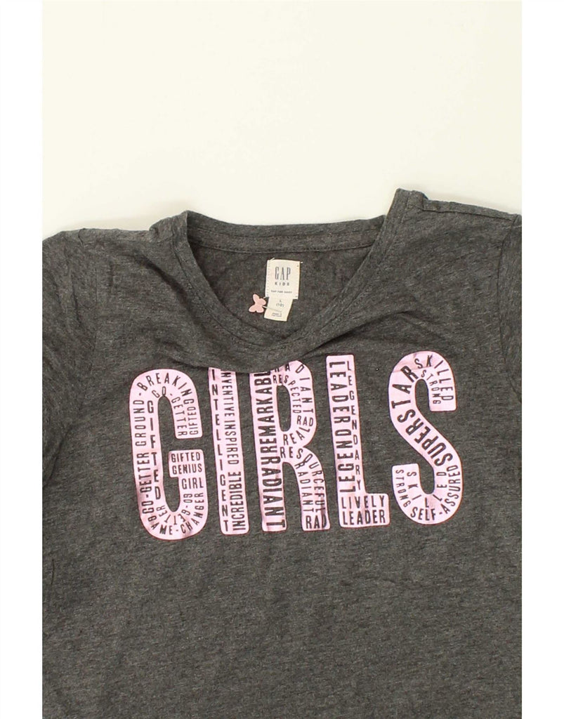 GAP Girls Graphic T-Shirt Top 9-10 Years Large  Grey Cotton Vintage Gap and Second-Hand Gap from Messina Hembry 