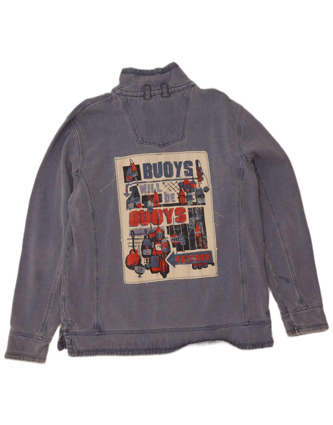 Fat Face Mens Zip Neck Sweatshirt Jumper Large Blue Cotton