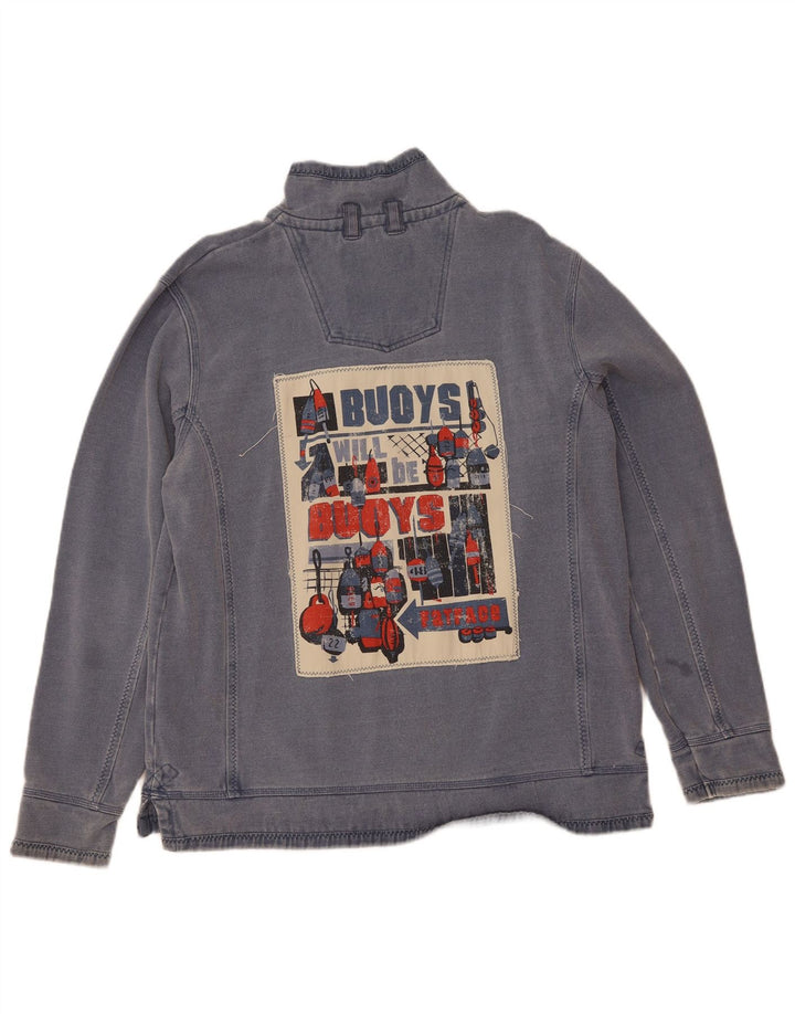 Fat Face Mens Zip Neck Sweatshirt Jumper Large Blue Cotton