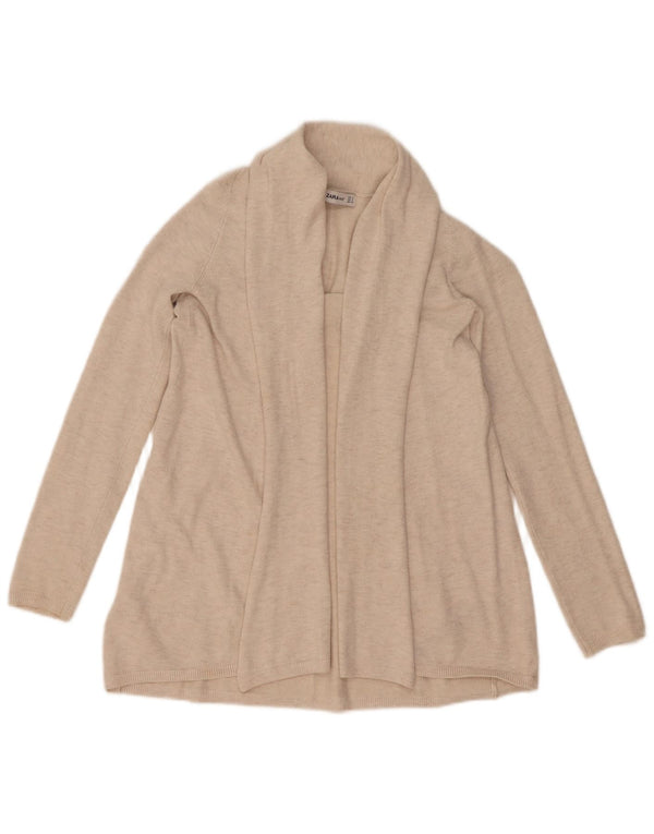Zara Womens Open Cardigan Sweater UK 10 Small Beige Flecked Viscose