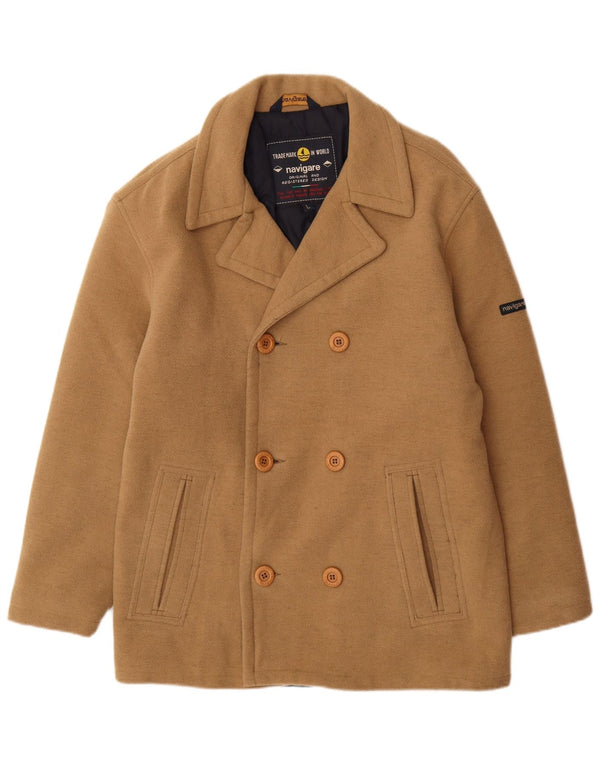Navigare Mens Pea Coat UK 40 Large Beige Wool
