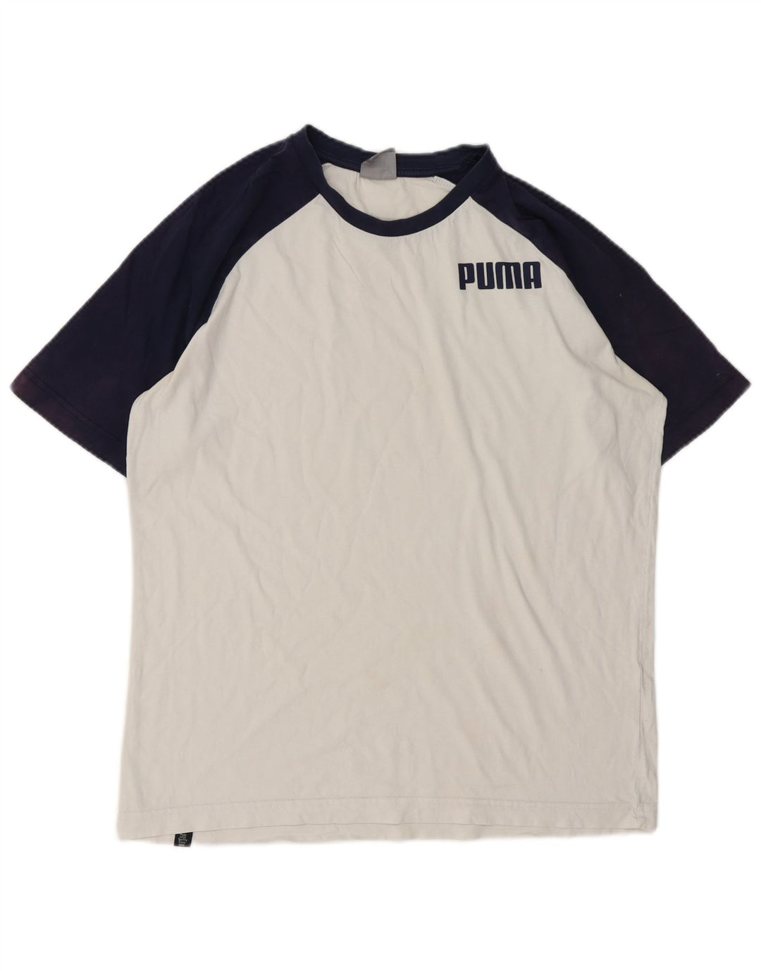 Puma Mens T-Shirt Top Small White Colourblock Cotton