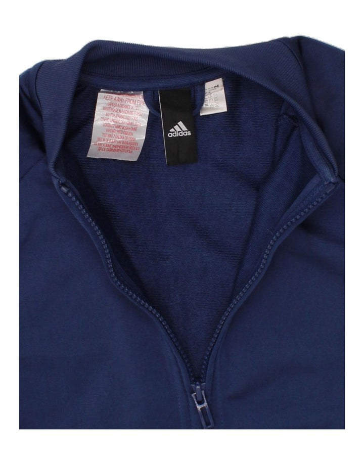 ADIDAS Boys Graphic Tracksuit Top Jacket 5-6 Years Navy Blue Colourblock Vintage Adidas and Second-Hand Adidas from Messina Hembry 