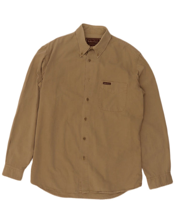 Marlboro Classics Mens Shirt Large Beige Cotton