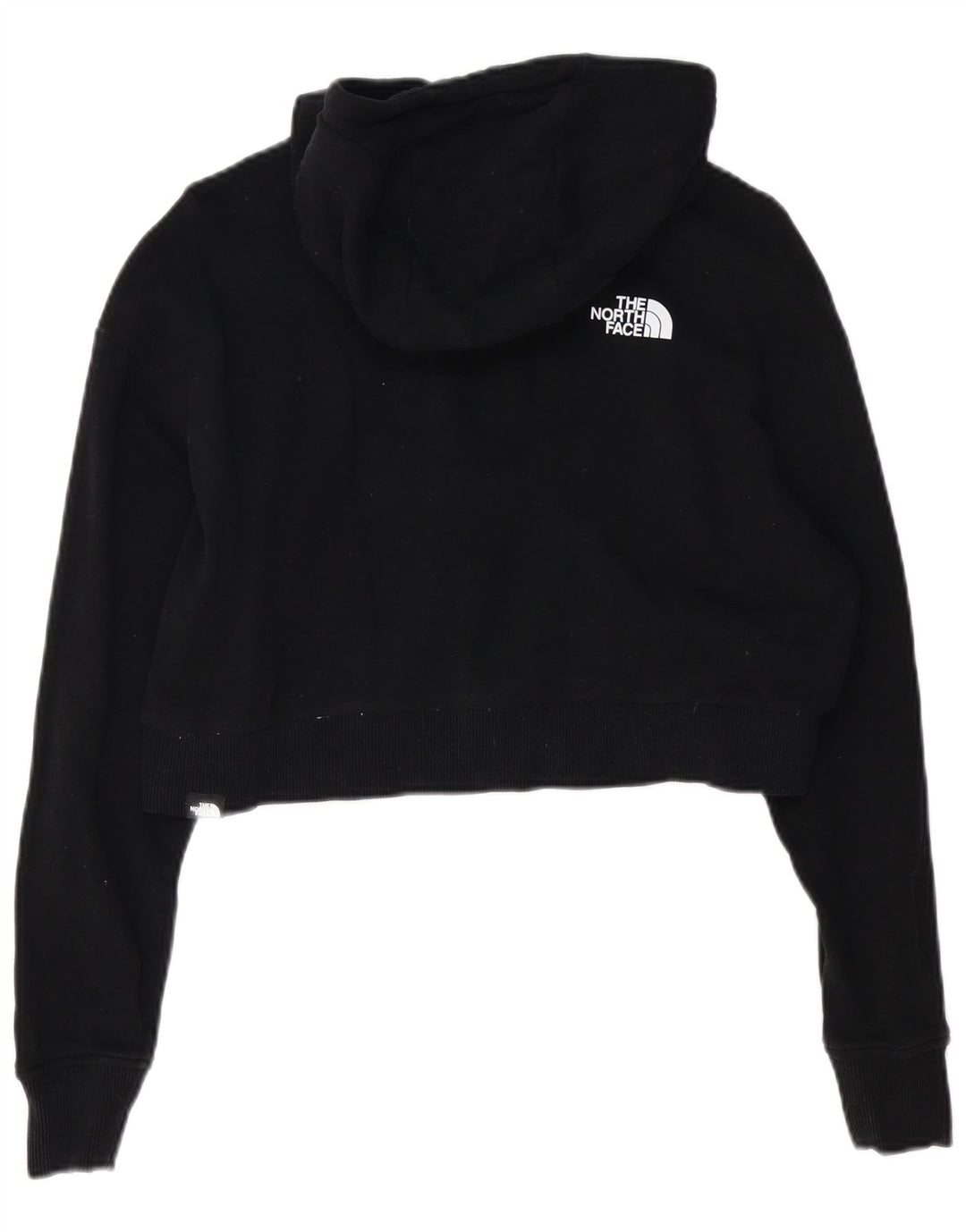The North Face Womens Crop Hoodie Jumper UK 14 Medium Black Cotton