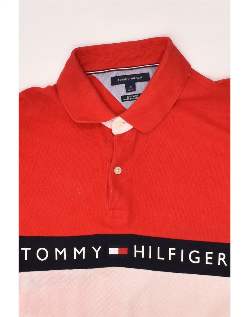 TOMMY HILFIGER Mens Custom Fit Polo Shirt Large Red Cotton | Vintage Tommy Hilfiger | Thrift | Second-Hand Tommy Hilfiger | Used Clothing | Messina Hembry 