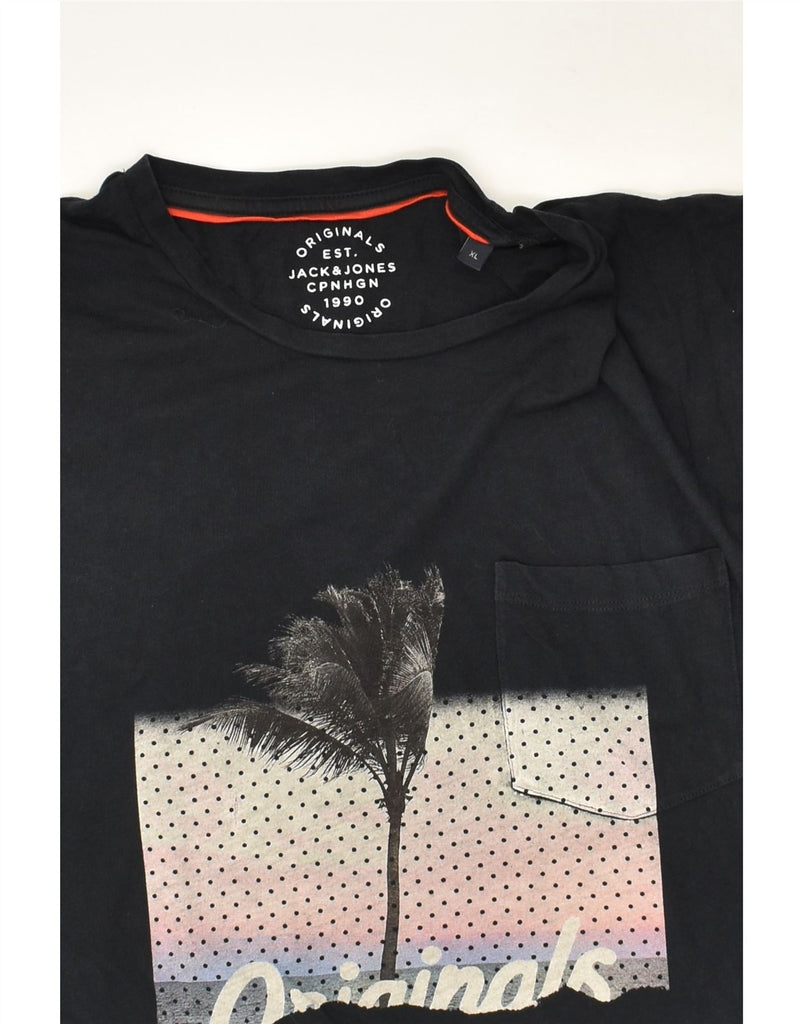 JACK & JONES Mens Graphic T-Shirt Top XL Black Cotton | Vintage Jack & Jones | Thrift | Second-Hand Jack & Jones | Used Clothing | Messina Hembry 