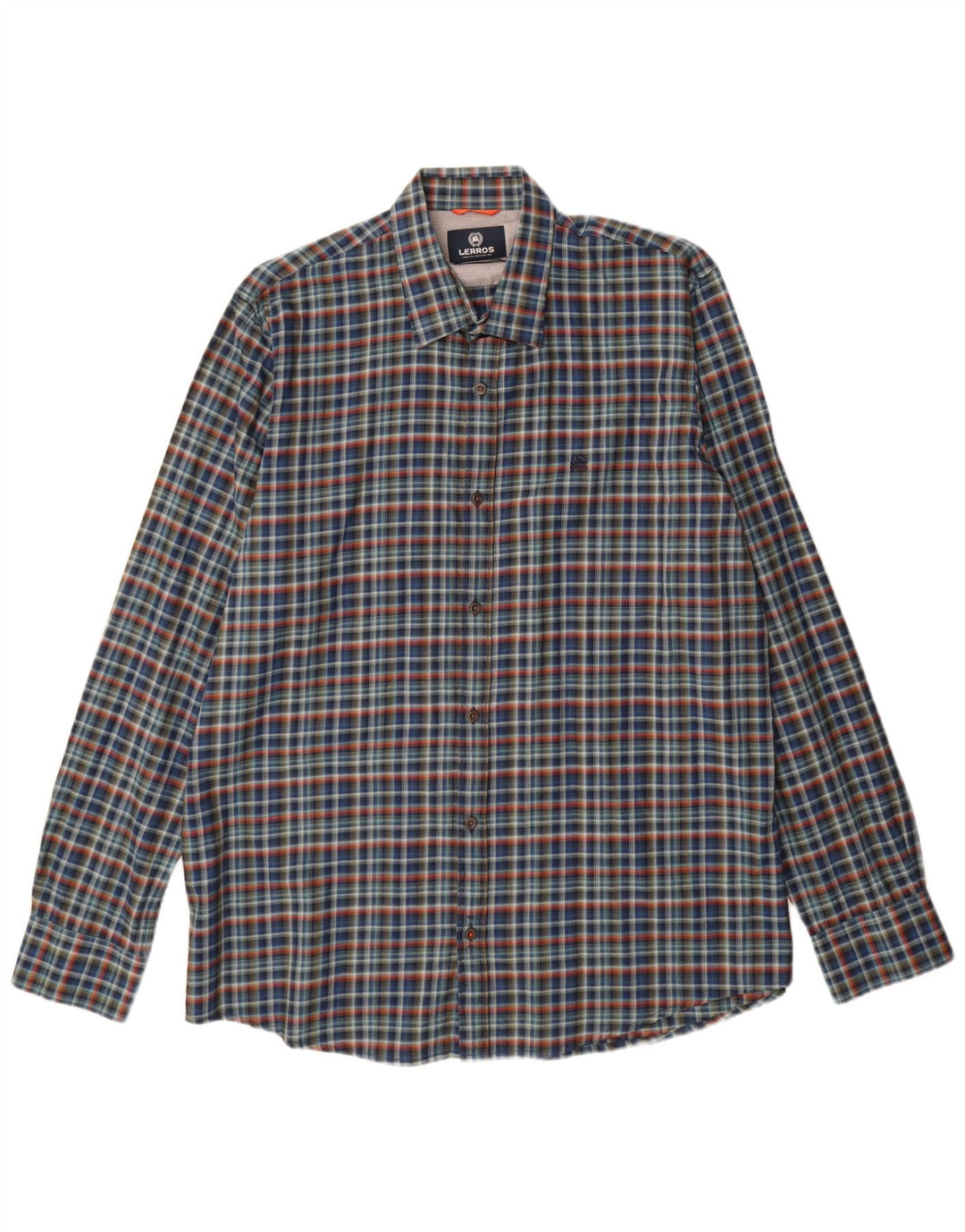Lerros Mens Stretch Shirt XL Navy Blue Check