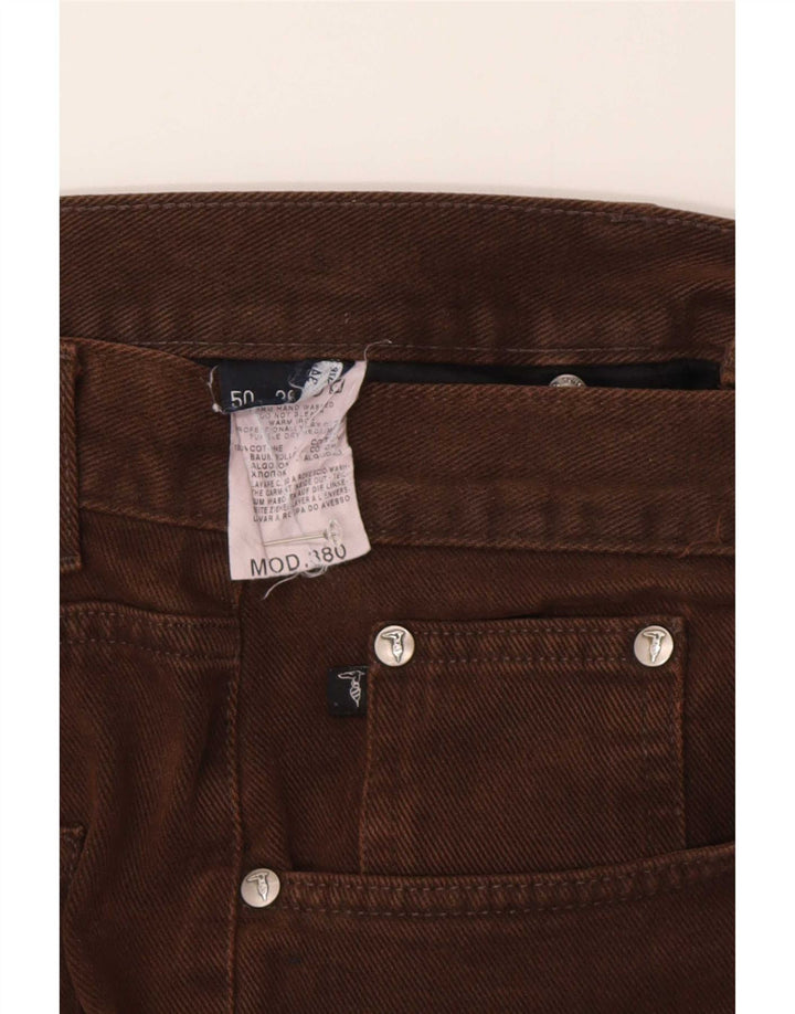 Trussardi Mens Straight Jeans W34 L30 Brown Cotton