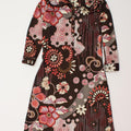 IMPERIAL Womens 3/4 Sleeve Basic Dress UK 14 Large Brown Floral Vintage Imperial and Second-Hand Imperial from Messina Hembry 