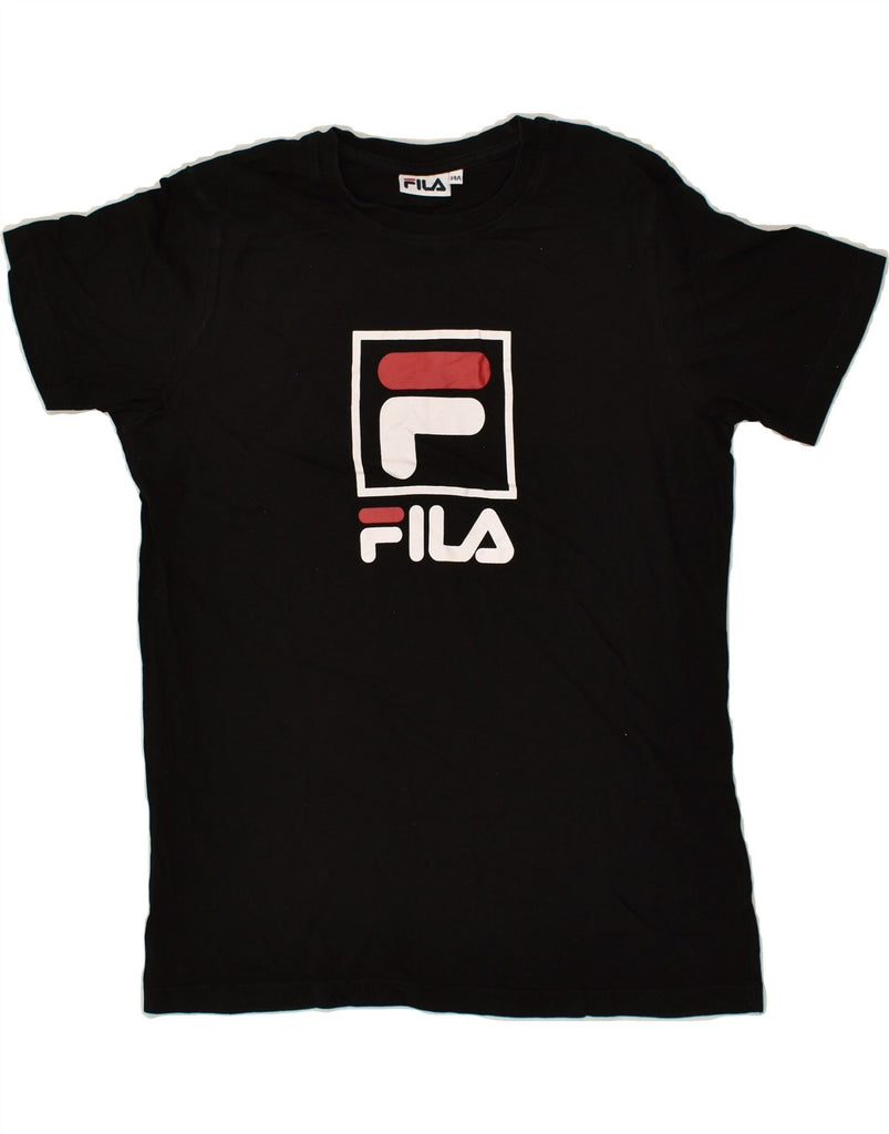 FILA Boys Graphic T-Shirt Top 13-14 Years Black Cotton | Vintage Fila | Thrift | Second-Hand Fila | Used Clothing | Messina Hembry 