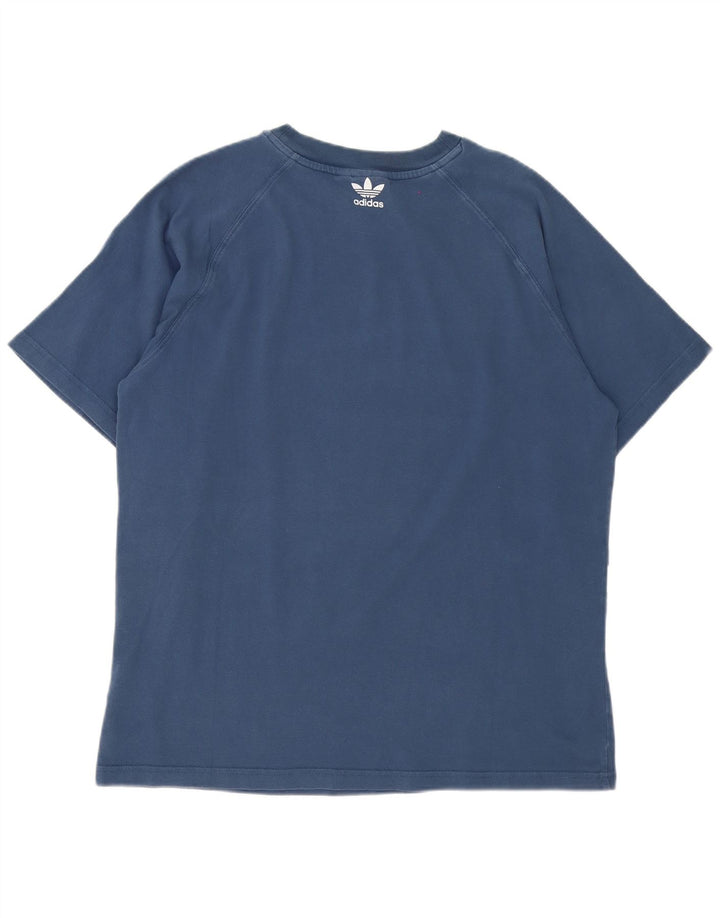 Adidas Mens Graphic T-Shirt Top Medium Blue Cotton