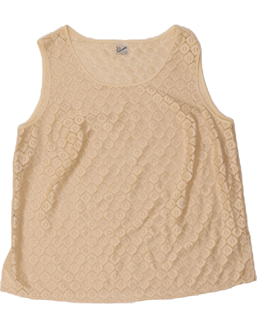 PRIMAVERA FIRENZE Womens Sleeveless Blouse Top IT 46 Large Beige Geometric Vintage Primavera Firenze and Second-Hand Primavera Firenze from Messina Hembry 