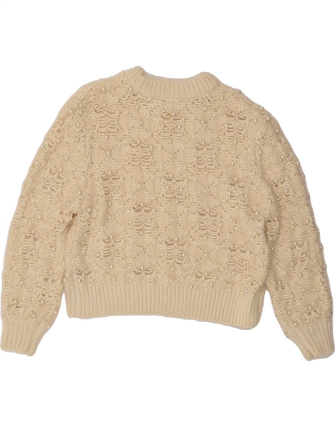 ZARA Womens Oversized Crop Crew Neck Jumper Sweater UK 10 Small Off White Vintage Zara and Second-Hand Zara from Messina Hembry 