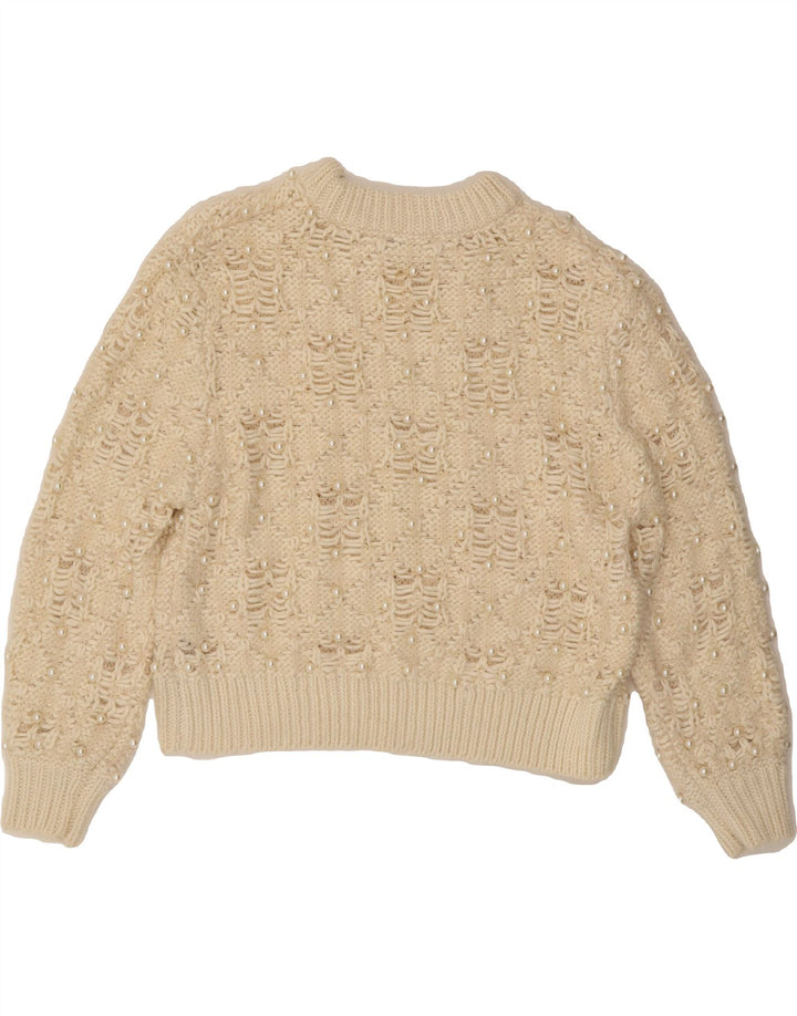 ZARA Womens Oversized Crop Crew Neck Jumper Sweater UK 10 Small Off White Vintage Zara and Second-Hand Zara from Messina Hembry 