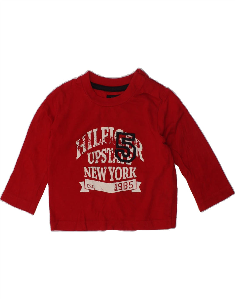 TOMMY HILFIGER Baby Boys Graphic Top Long Sleeve 6-9 Months Red Cotton | Vintage Tommy Hilfiger | Thrift | Second-Hand Tommy Hilfiger | Used Clothing | Messina Hembry 