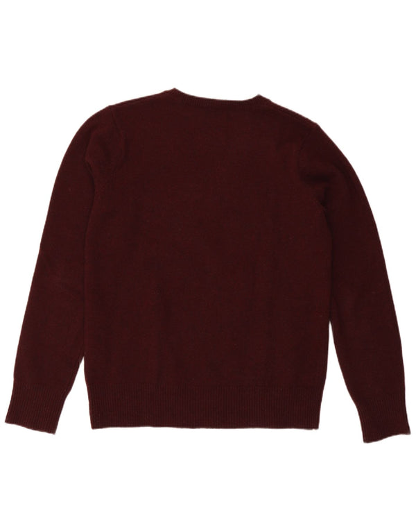 Gant Womens V-Neck Jumper Sweater UK 14 Large Burgundy Lambswool