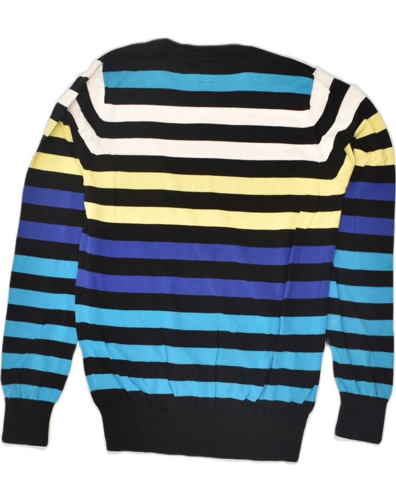 JACK & JONES Mens V-Neck Jumper Sweater Small Multicoloured Striped Cotton | Vintage Jack & Jones | Thrift | Second-Hand Jack & Jones | Used Clothing | Messina Hembry 