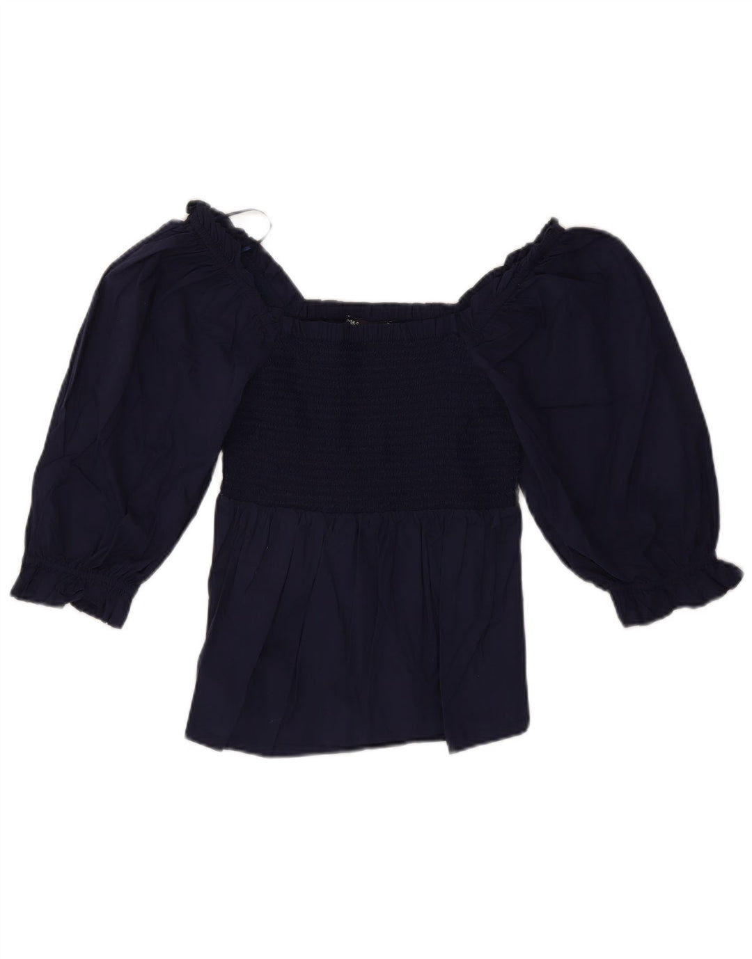 Marks & Spencer Womens Crop 3/4 Sleeve Blouse Top UK 8 Small Navy Blue