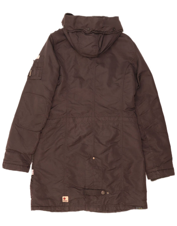 KHUJO Mens Military Hooded Windbreaker Coat UK 38 Medium Grey Nylon