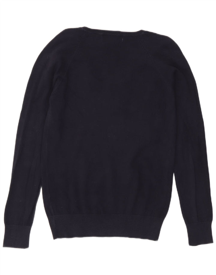 Zara Womens V-Neck Jumper Sweater UK 16 Large Navy Blue