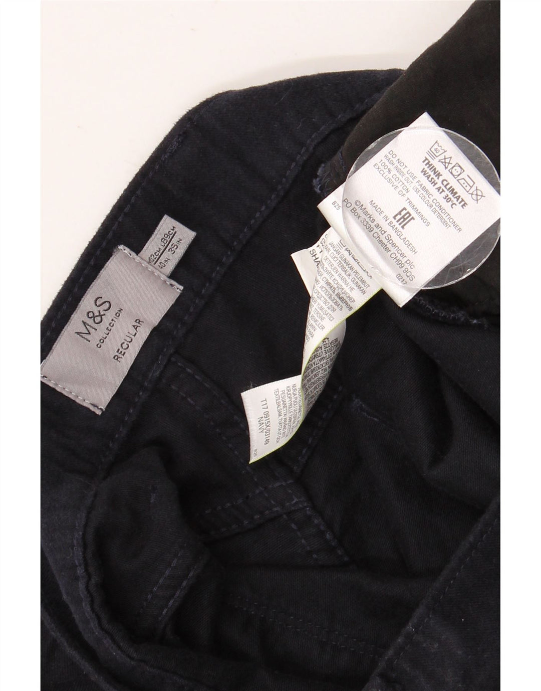 MARKS & SPENCER Mens Regular Fit Straight Jeans W40 L35 Navy Blue Cotton