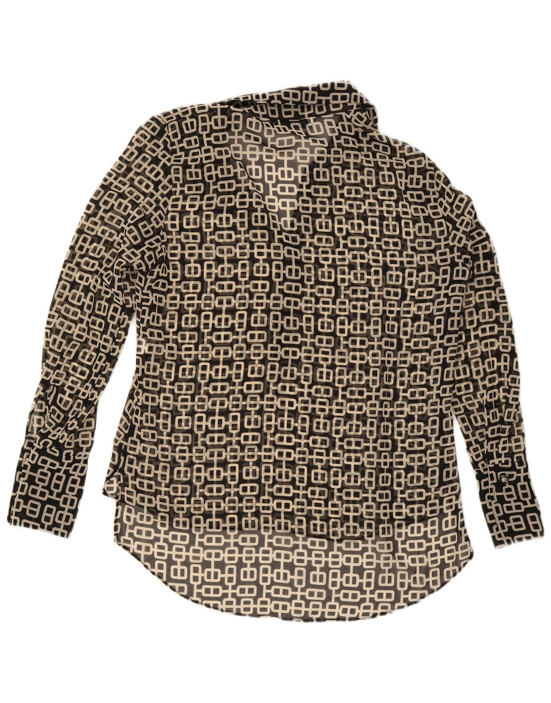 Zara Womens Long Sleeve Oversized Blouse Top UK 6 XS Black Geometric
