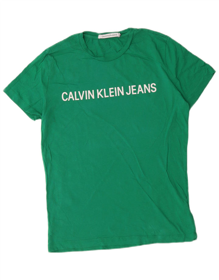 Calvin Klein Jeans Mens Graphic T-Shirt Top Medium Green Cotton