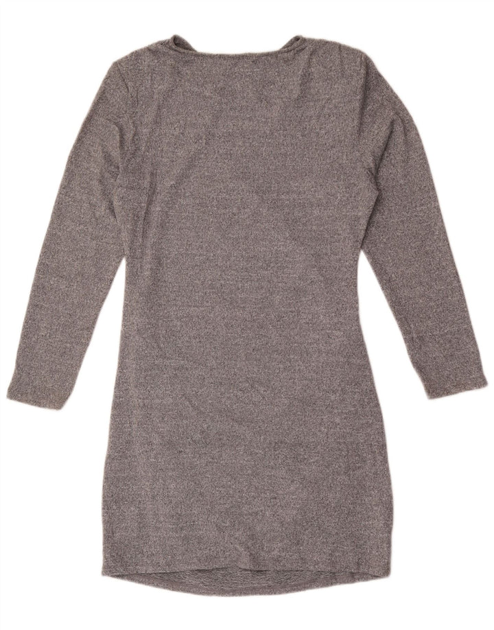 Marks & Spencer Womens Long Sleeve Sheath Dress UK 14 Medium Grey Flecked
