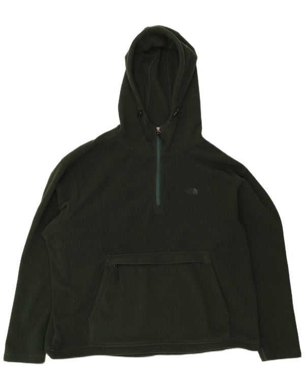 The North Face Mens Loose Fit Hooded Zip Neck Fleece Jumper 2XL Green