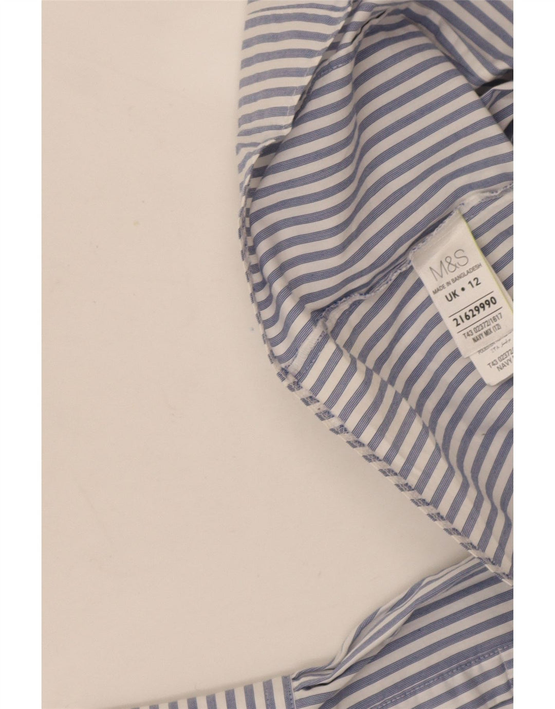 Marks & Spencer Womens Shirt UK 12 Medium Navy Blue Pinstripe Cotton