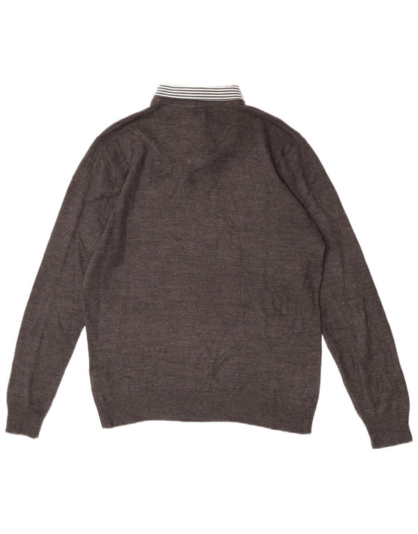 Pierre Cardin Mens Polo Neck Jumper Sweater Small Grey Acrylic