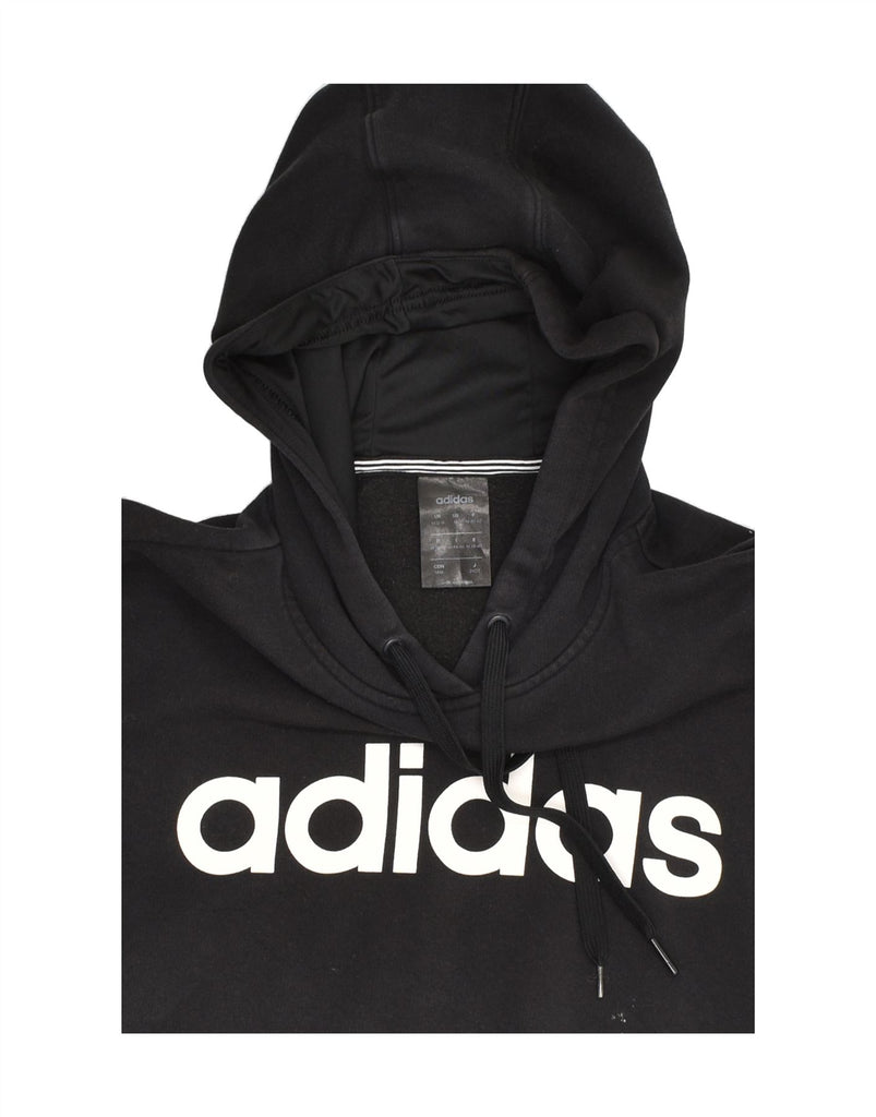 ADIDAS Womens Graphic Hoodie Jumper Size 12/14 Medium Black Cotton | Vintage Adidas | Thrift | Second-Hand Adidas | Used Clothing | Messina Hembry 