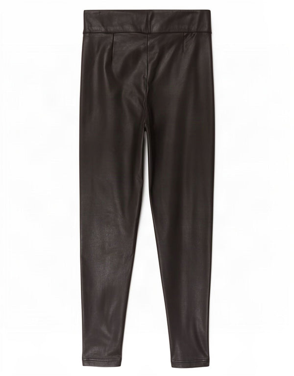 Marks & Spencer Womens Faux Leather Leggings UK 10 Small Black Polyester