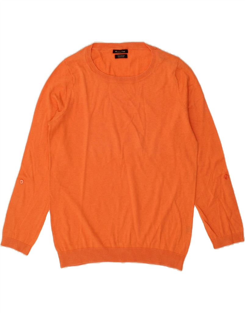 MASSIMO DUTTI Womens Crew Neck Jumper Sweater UK 14 Medium Orange Silk | Vintage Massimo Dutti | Thrift | Second-Hand Massimo Dutti | Used Clothing | Messina Hembry 